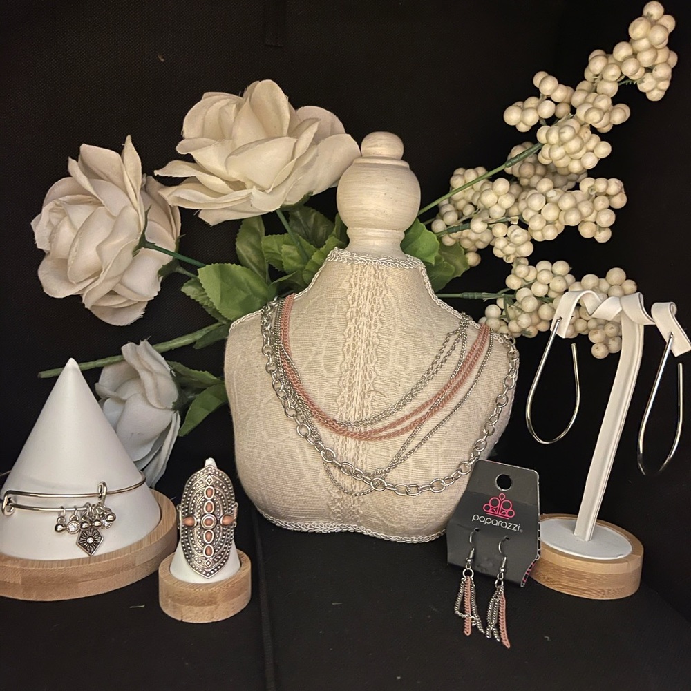 Paparazzi Silver and Brown Necklace Set